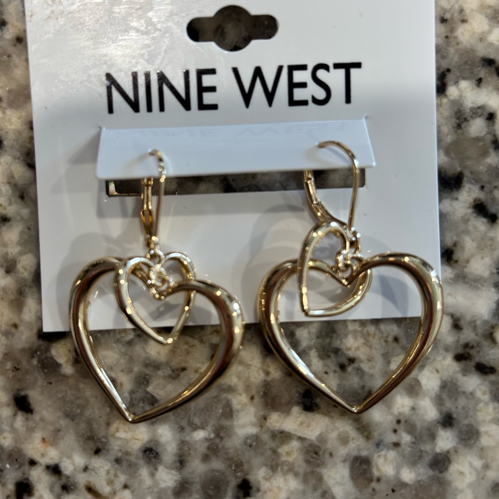 Nine West Gold Heart Earrings